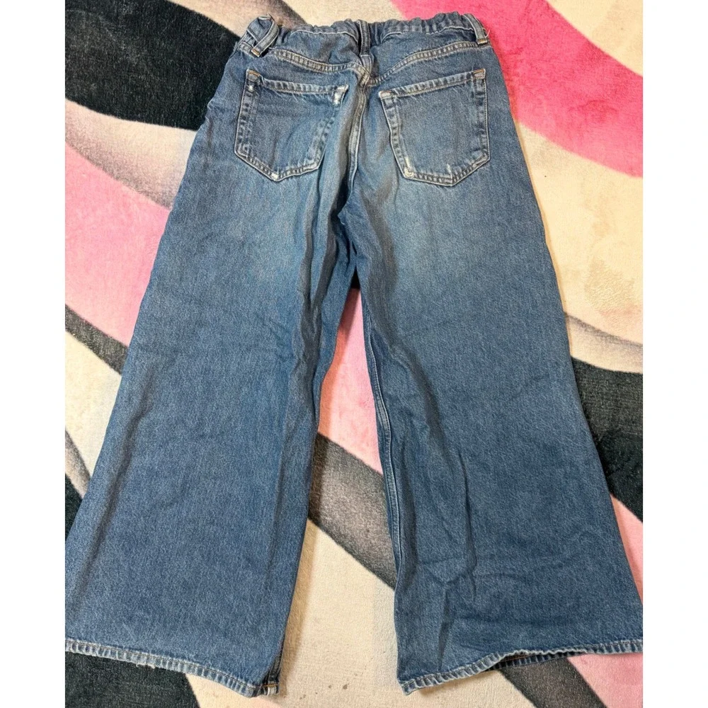 GAP Kids Baggy Jeans Medium Wash Distressed Wide Leg Denim Size 12 Plus